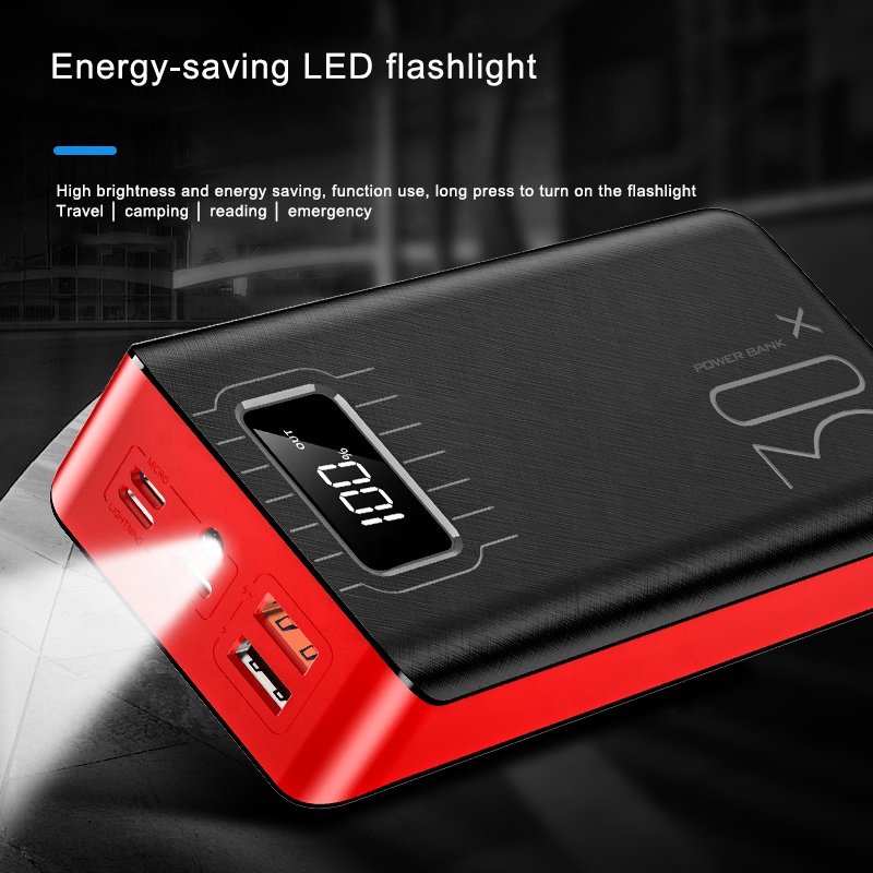 20KmAh Dual-Port Power Bank with Flashlight