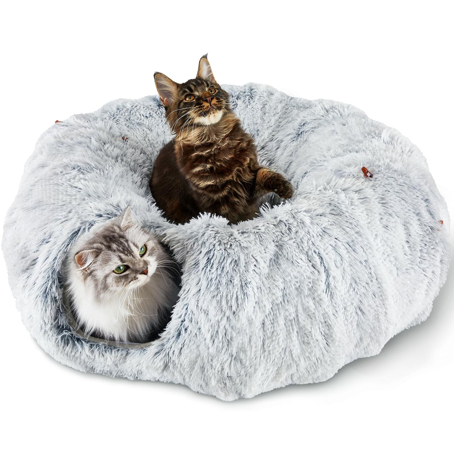 Bininl Peekaboo Cat Tunnel and Bed - Washable 34' Grey