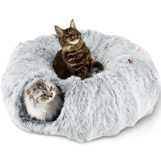 Bininl Peekaboo Cat Tunnel and Bed - Washable 34' Grey