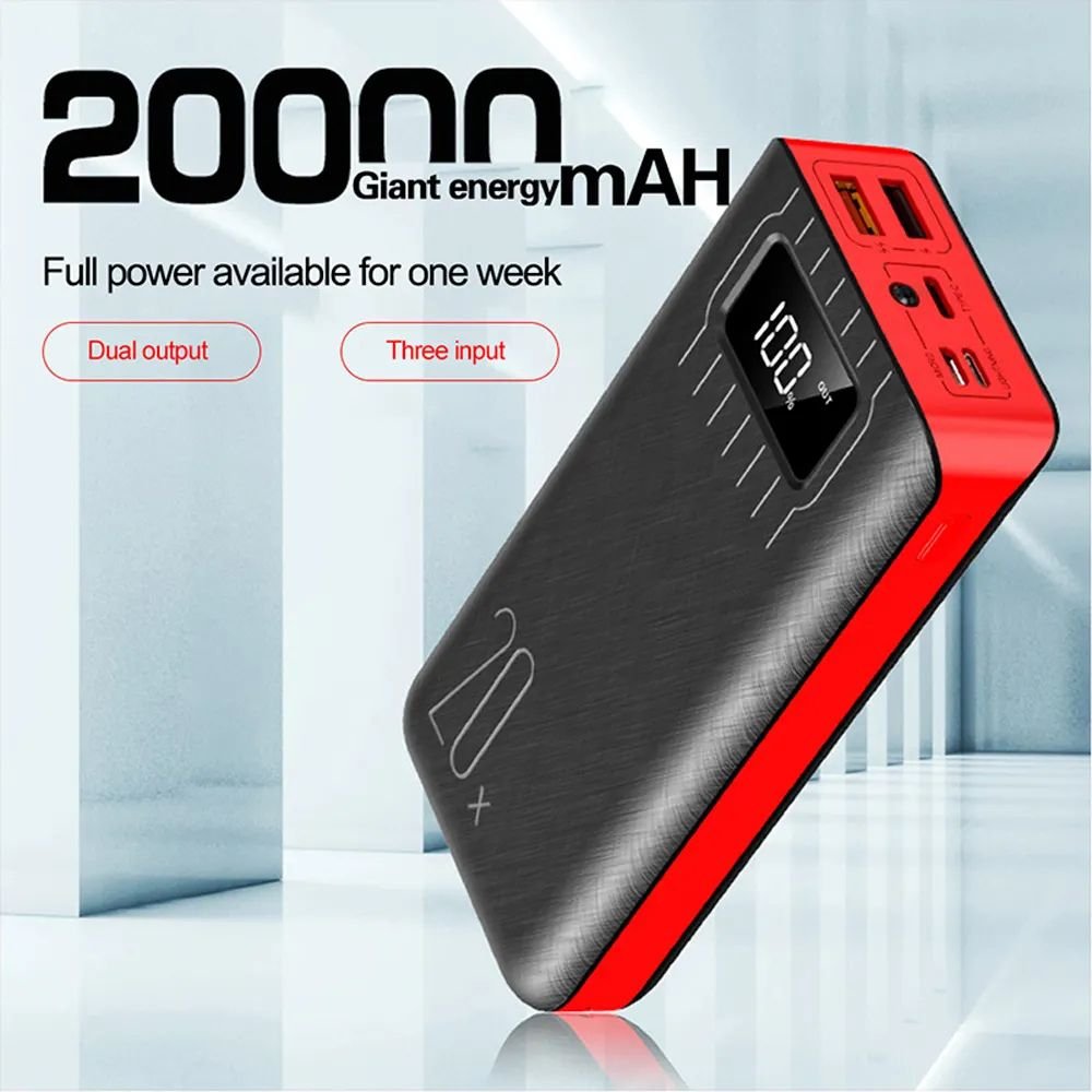 20KmAh Dual-Port Power Bank with Flashlight